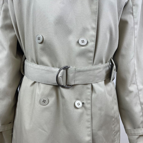 London Fog Women's Khaki Beige Double Breasted Trench Coat With Belt Sz 12 Reg