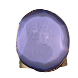 Adjustable Womens Gold Tone Metal Cuff Bracelet With Polished Blue Agate Slice