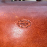 D&D Firenze Men’s Brown Leather Double Handles Shoulder Strap Travel Duffel Bag