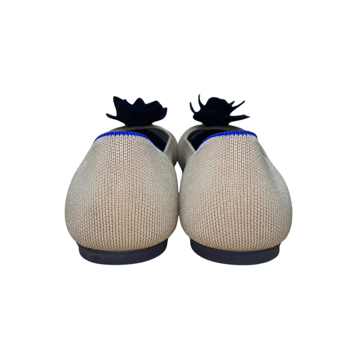 Rothys Women’s Beige & Black Knit Flower Ballet Flats Size 11.5