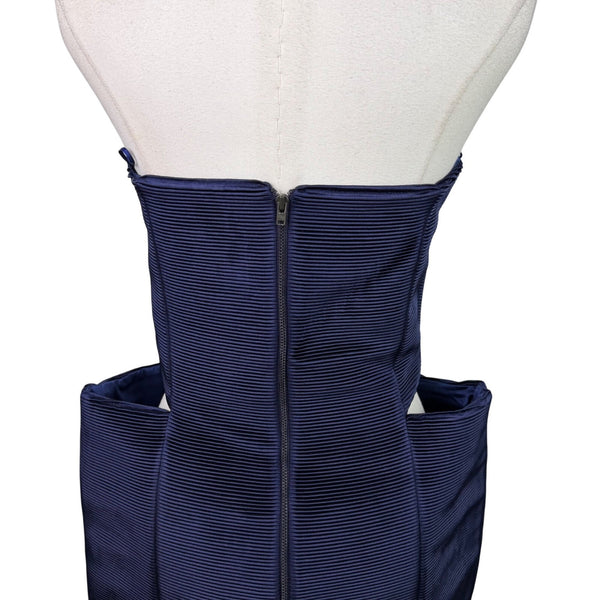 Hannah Marshall  Navy Silk Strapless Mini Bustier Dress Elegant & Fitted Sz 6