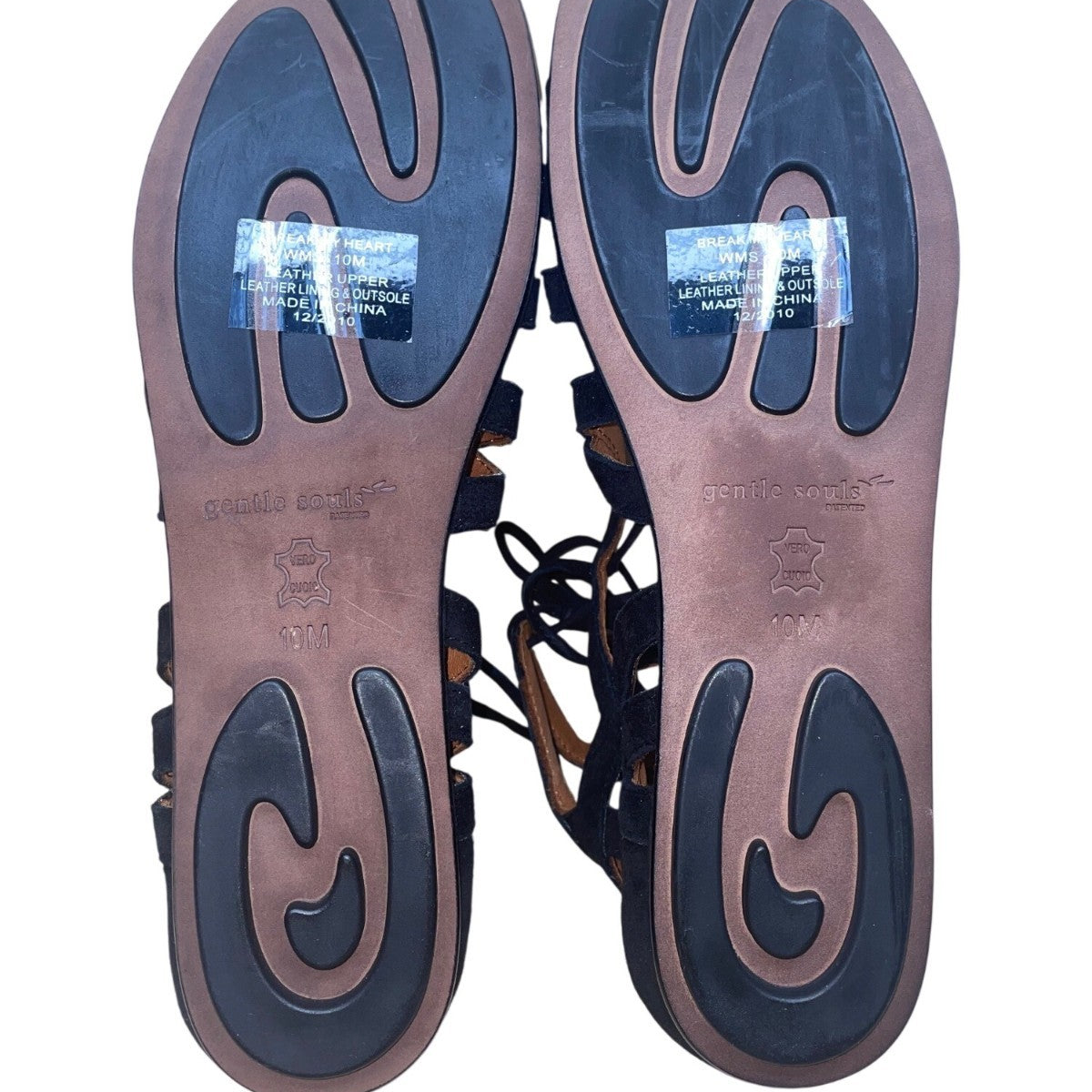 Gentle Souls Women’s Black & Brown Suede Break My Heart Gladiator Sandals 10M