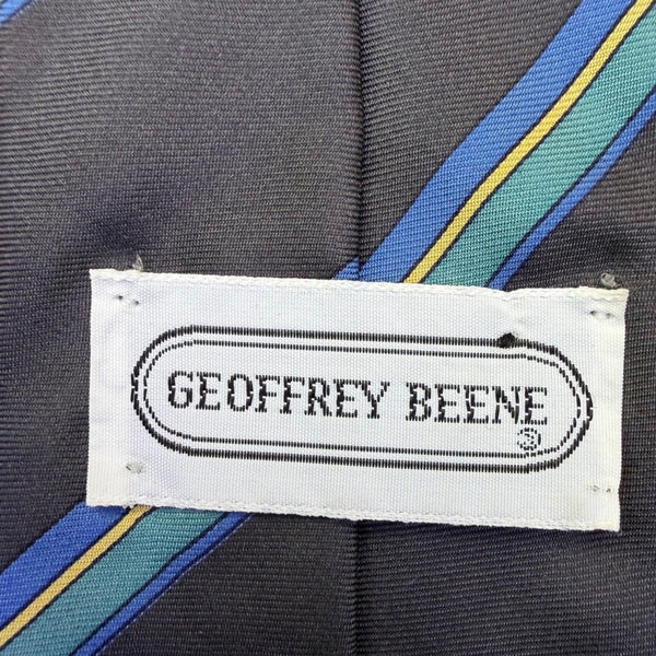 Geoffrey Beene Mens Navy Blue 100% Silk Striped Tie Classic Accessory