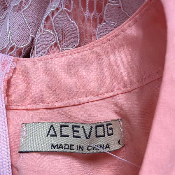 Acevog Womens Peach Lace Sleeveless High-Low Dress Size M