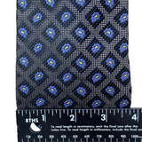 XM Platinum All Silk Handmade Tie Black With Blue Floral Pattern Made In USA