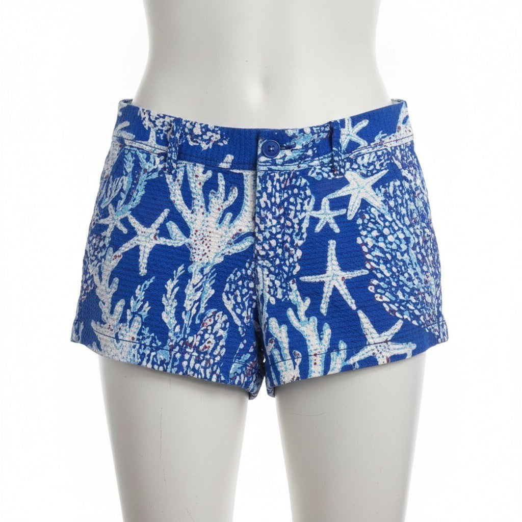 Lilly Pulitzer Womens Blue The Callahan Short With Starfish Coral Print Size 8