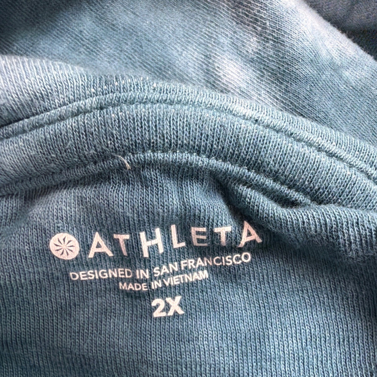 Athleta Womens Blue Tie Dye Cotton Hoodie Pullover Sweatshirt Size 2X