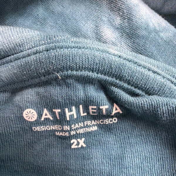 Athleta Womens Blue Tie Dye Cotton Hoodie Pullover Sweatshirt Size 2X