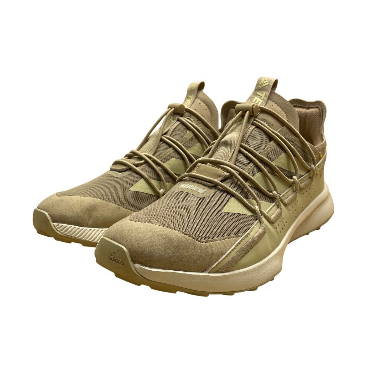 Adidas Men’s Beige & Victory Gold Terrex Trail-Ready Hiking Sneakers Size 12