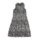 Just Taylor Womens Black & White Sleeveless Polka Dot Ruffle Neck Dress Sz 6