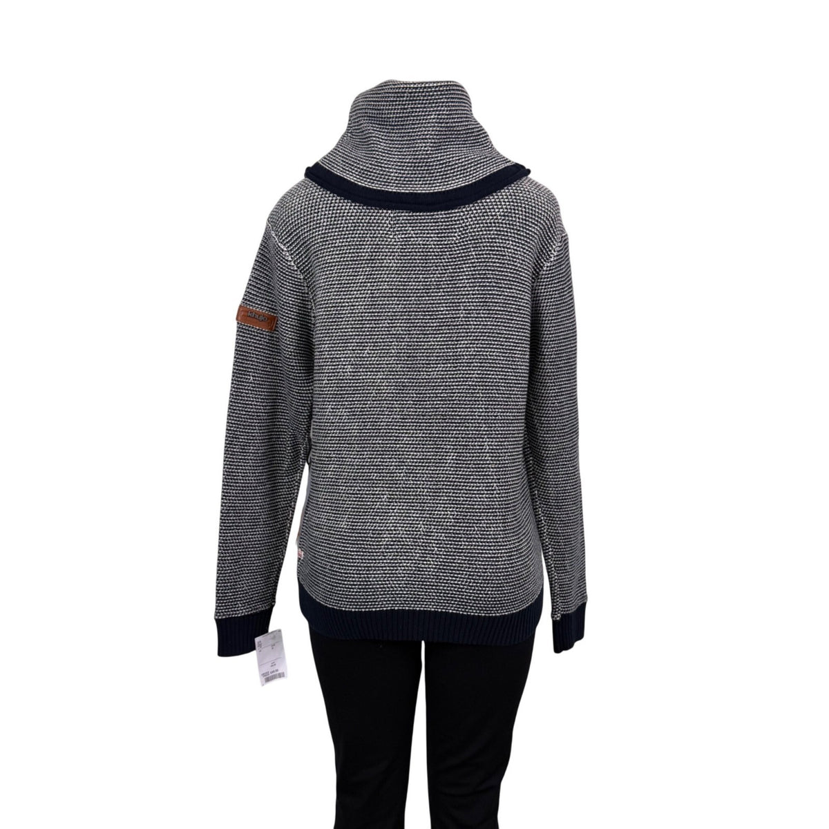 Khujo Womens Navy & White Sweater With Funnel Neck Pullover Stylish Sz M - New