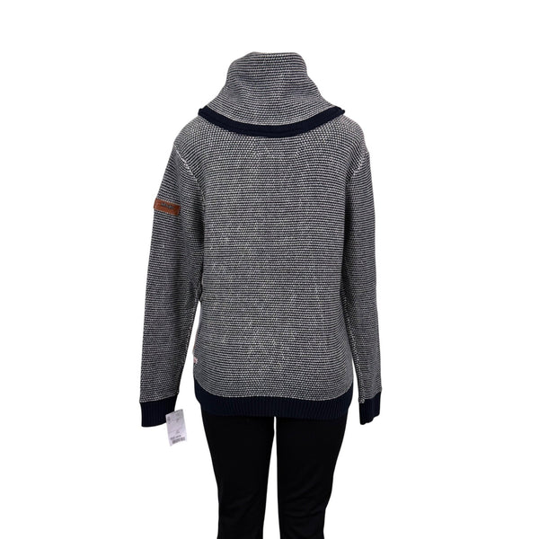 Khujo Womens Navy & White Sweater With Funnel Neck Pullover Stylish Sz M - New