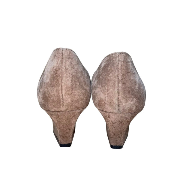 Mootsies Tootsies Women’s Brown Suede Leather Block Heel Slip-On Shoes 8.5M