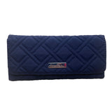 Vera Bradley Women’s Navy Quilted Fabric With Back Zip Pocket Wallet Clutch