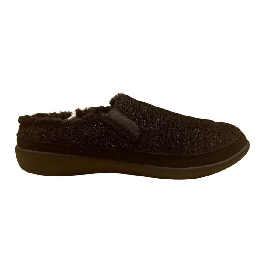 Revitalign Women’s Black Faux Fur Cozy Apres Slip-On Slippers Size 10B