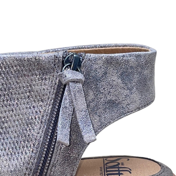 Sofft Women’s Gray Leather Zipper Closure  Open-Toe Block Heel Sandals Size 8M
