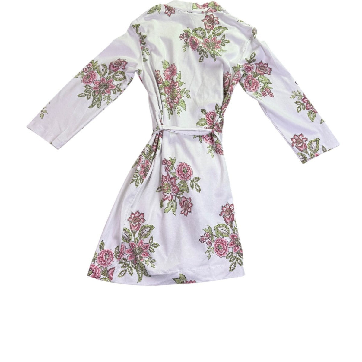 The Company Store Womens White Pink Floral Robe Relaxed Fit  Sz XS