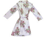 The Company Store Womens White Pink Floral Robe Relaxed Fit  Sz XS