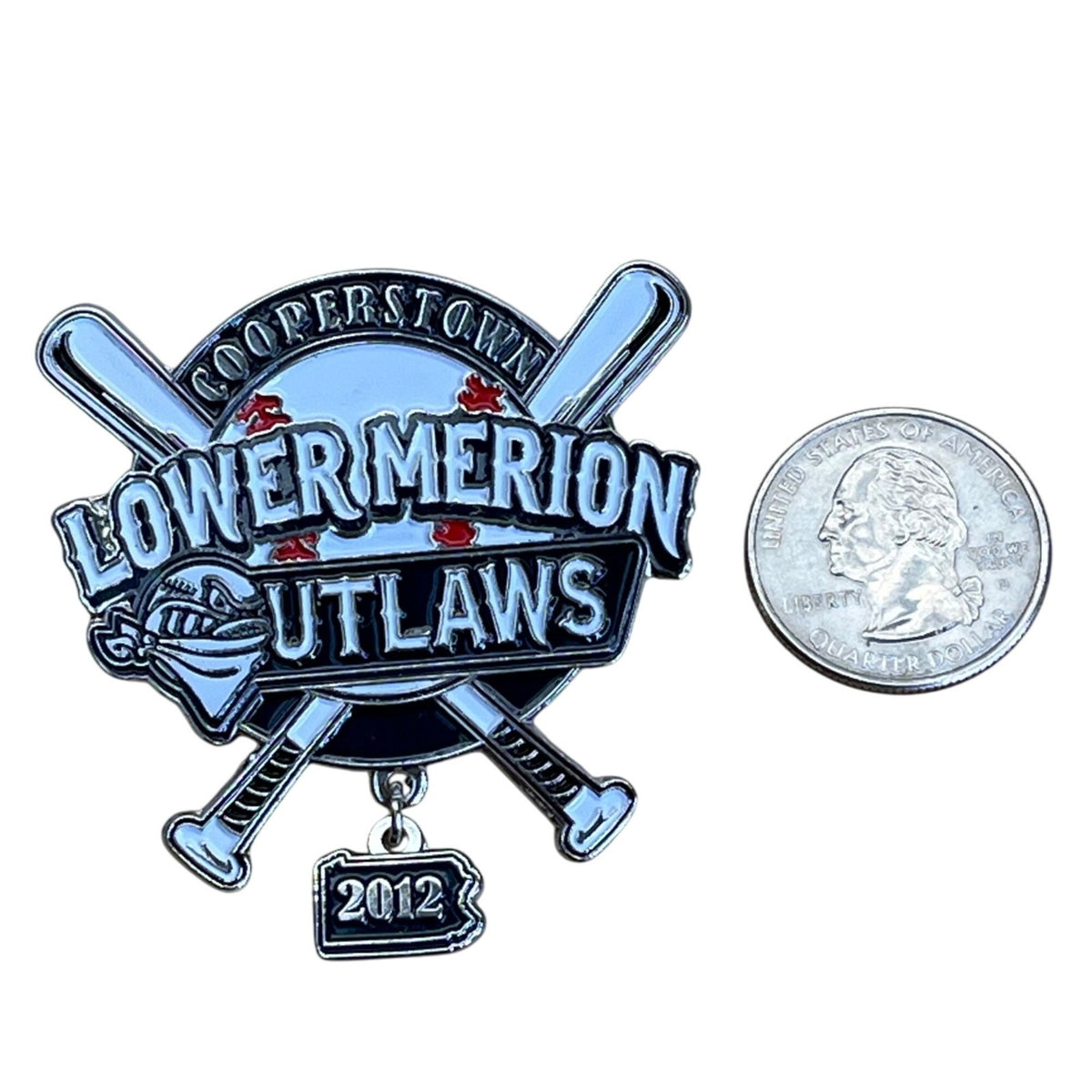 Lower Merion Outlaws Cooperstown 2012 Baseball Trading Pin With Dangle & Dual Cr