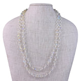 Vintage Womens Clear Crystal Necklace Faceted Beads Two-Strand