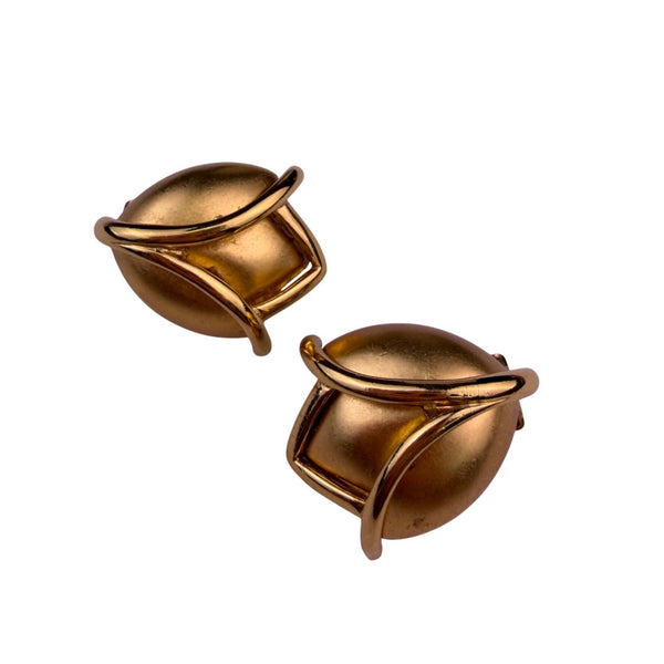 Monet Gold Tone Womens Metal Clip-On Earrings Round Dome Abstract Design