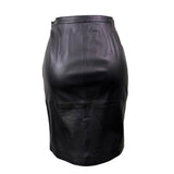 Talbots Womens Black Leather Pencil Skirt Petite Fully Lined Clean Classic Size