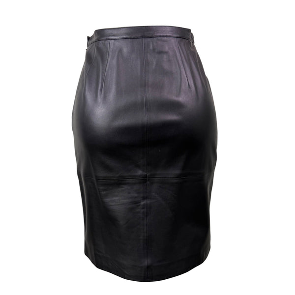 Talbots Womens Black Leather Pencil Skirt Petite Fully Lined Clean Classic Size