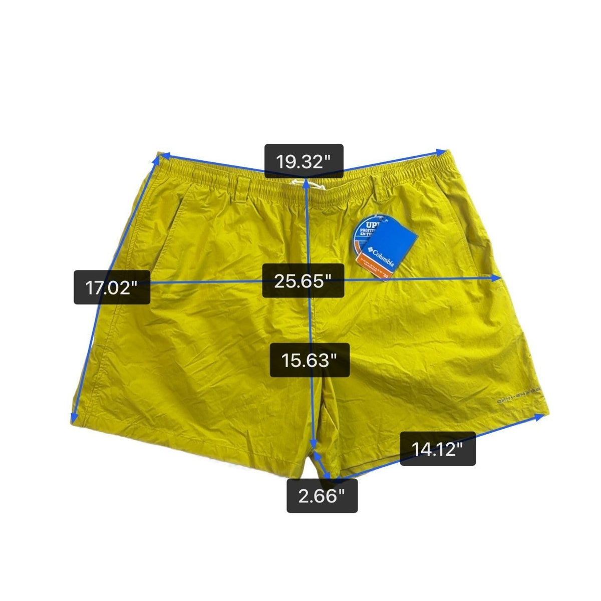 Columbia Mens Yellow Nylon Omni-Shade Sun Protection Shorts Lightweight Size XXL