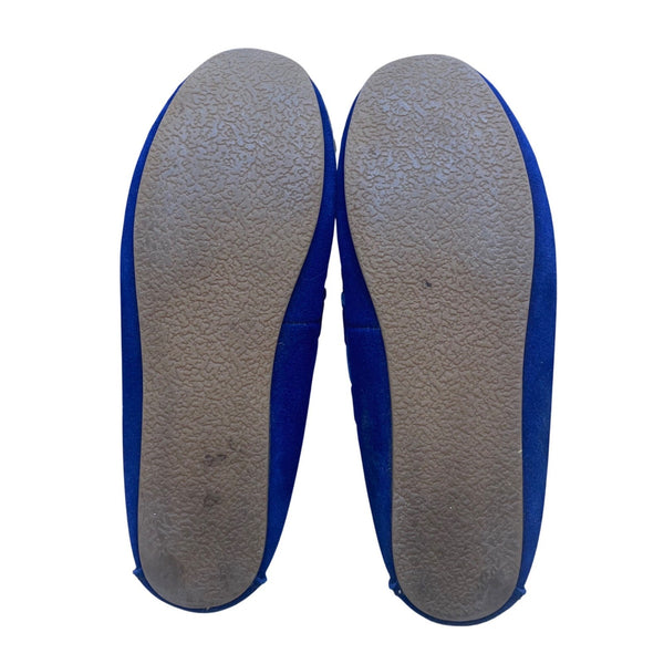 Talbots Women’s Blue Velvet Faux Fur-Lined Top Sider Moccasin Slippers Size 6M