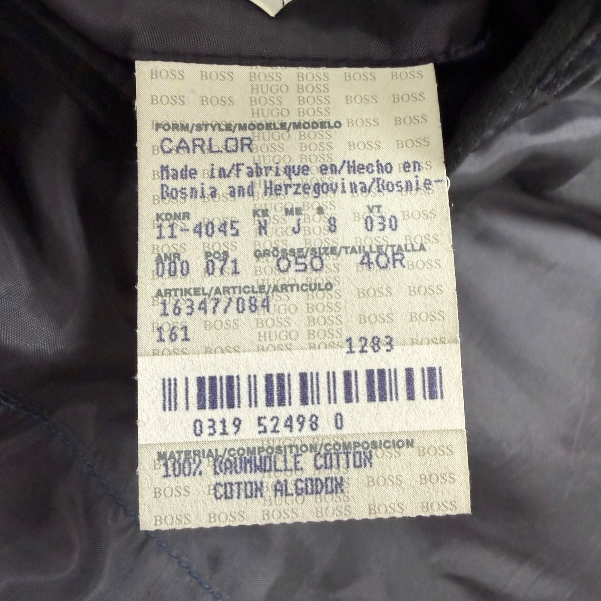 Boss Mens Black Cotton Blazer Jacket Two-Button Style W/ Lining Detail Size 40R