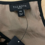 Talbots Petites Black Floral Lace Short Sleeve Top 14P New