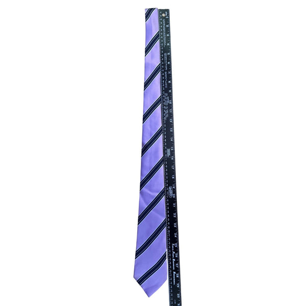 Ermenegildo Zegna Mens Purple Striped 100% Silk Tie Made In Italy Elegant Design