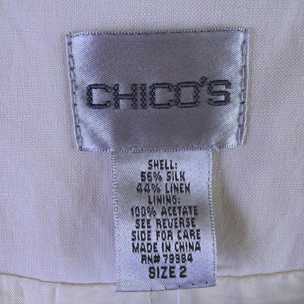 Chicos Womens Ivory Braxton Blazer Mandarin Collar Lightweight Size 2