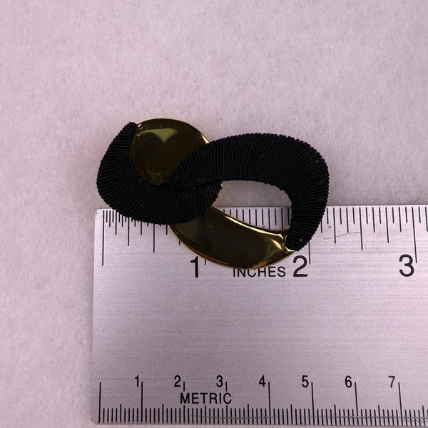 Gold Tone Womens Black Fabric-Wrapped Metal Abstract Statement Earrings