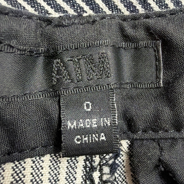 ATM Womens Black & White Stripe Cotton/Spandex Cropped Wide-Leg Pants Size 0
