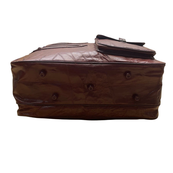 Seville Mens Brown Leather Patchwork With Adjustable Shoulder Strap Travel Bag