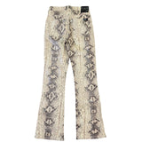 Parasuco Jeans Extreme Fit Snakeskin Print Flared Pants Beige & Black Size 28