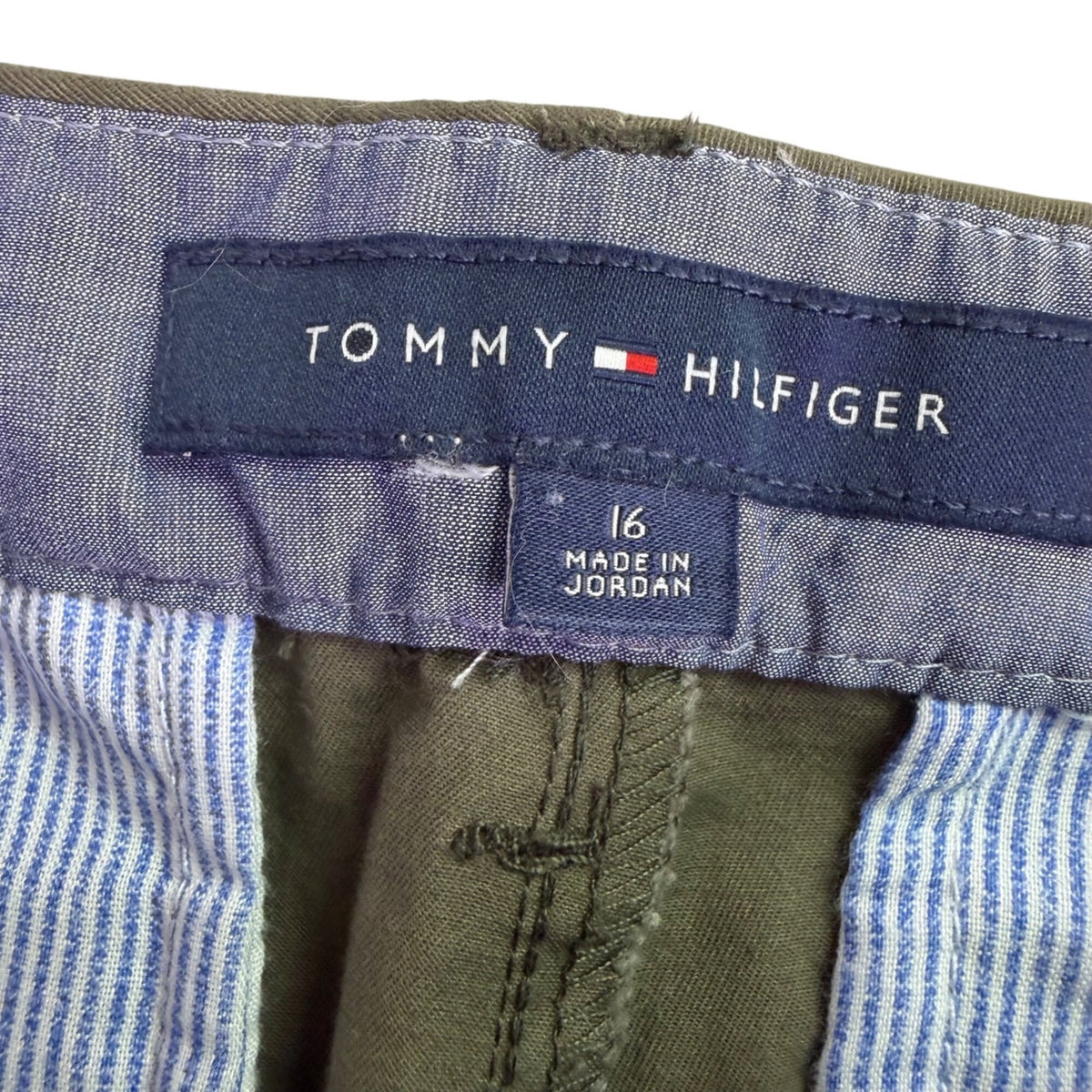 Tommy Hilfiger Womens Olive Cotton Stretch Chinos Pants  Straight Cut Size 16