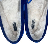 Talbots Women’s Blue Velvet Faux Fur-Lined Top Sider Moccasin Slippers Size 6M