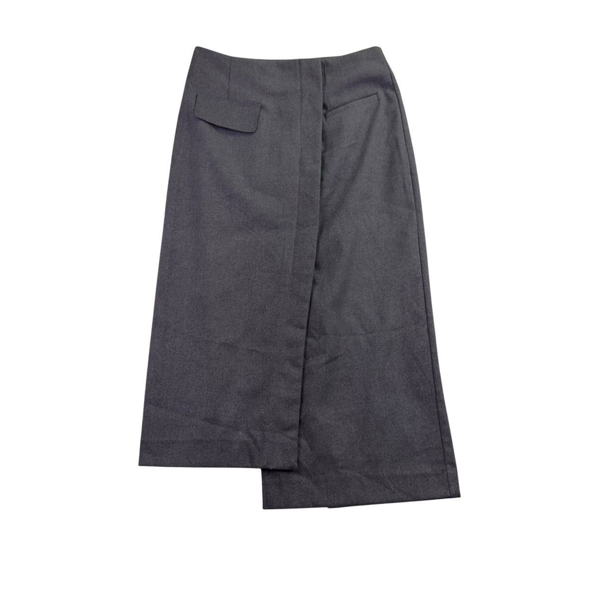 Moon River Womens Gray Polyester Wrap Midi Skirt Side Pocket Detail Size M