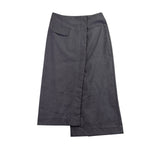 Moon River Womens Gray Polyester Wrap Midi Skirt Side Pocket Detail Size M
