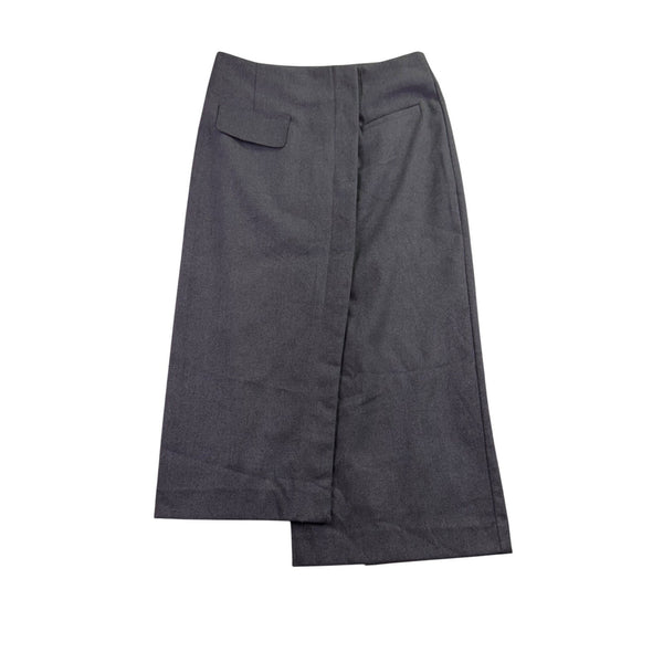 Moon River Womens Gray Polyester Wrap Midi Skirt Side Pocket Detail Size M