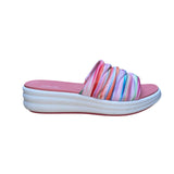 Clarks Women’s Pinks Striped Cushioned Wide Drift Petal Slide Sandals Size 7.5