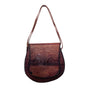 Women’s Brown Elephant & Tree Embossed Leather Shoulder Saddle Bag