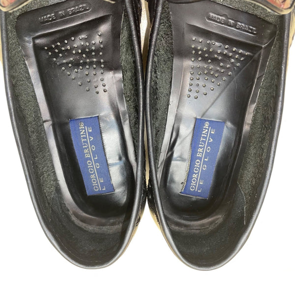 Giorgio Brutini Men’s Black & Brown Leather Woven Tassel Loafers Size 12D