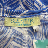 Santiki Womens Blue Wrap Dress Leaf Print Sleeveless Lightweight Vacation Sz  XL