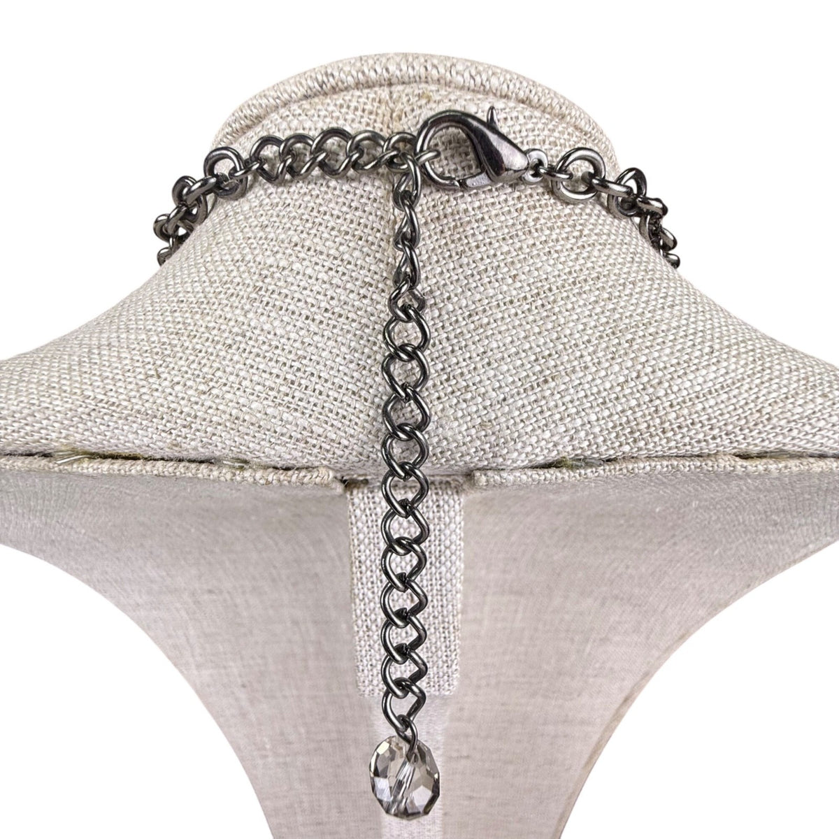 Statement Choker Necklace Women Black Chain Crystal Bead Dramatic Cluster Adjust