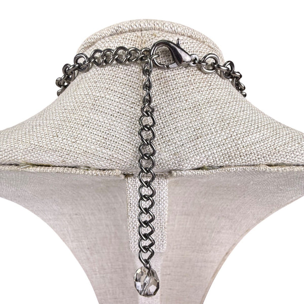 Statement Choker Necklace Women Black Chain Crystal Bead Dramatic Cluster Adjust