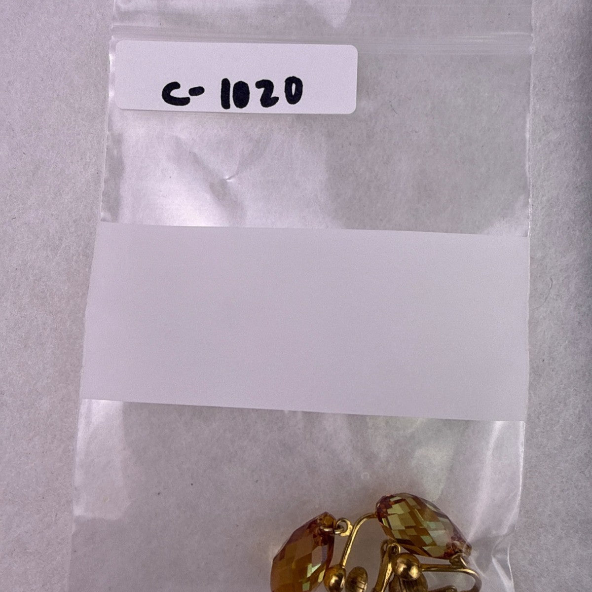 Gold Tone Womens Faceted Drop Clip-On Earrings Amber Crystal Accents 1