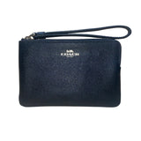 Coach Women’s Black Leather Wristlet Zipper Closure Compact Interior Pocket